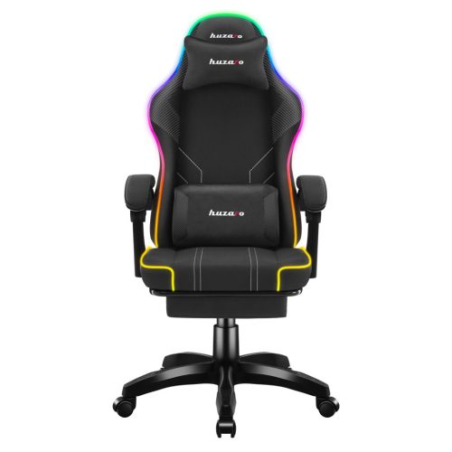 Herná stolička space RGB s opierkou na nohy čierna