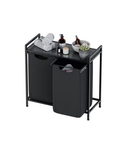 Mark Adler Moderný 2 priestorový košík na práčku 73x33x92cm čierna