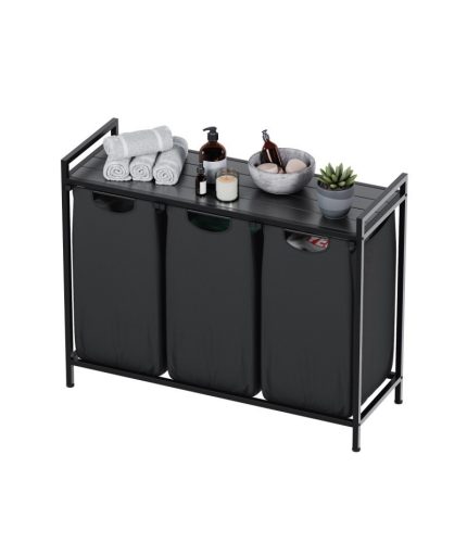 Mark Adler Moderný 3 priestorový košík na prádlo 73x33x93 čierna