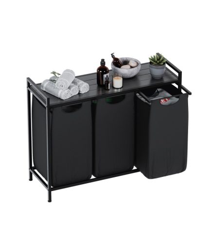 Mark Adler Moderný 3 priestorový košík na prádlo 73x33x93 čierna