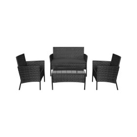 Teesa Záhradná zostava 4-miestna, čierna 