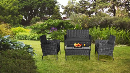Teesa Záhradná zostava 4-miestna, čierna 